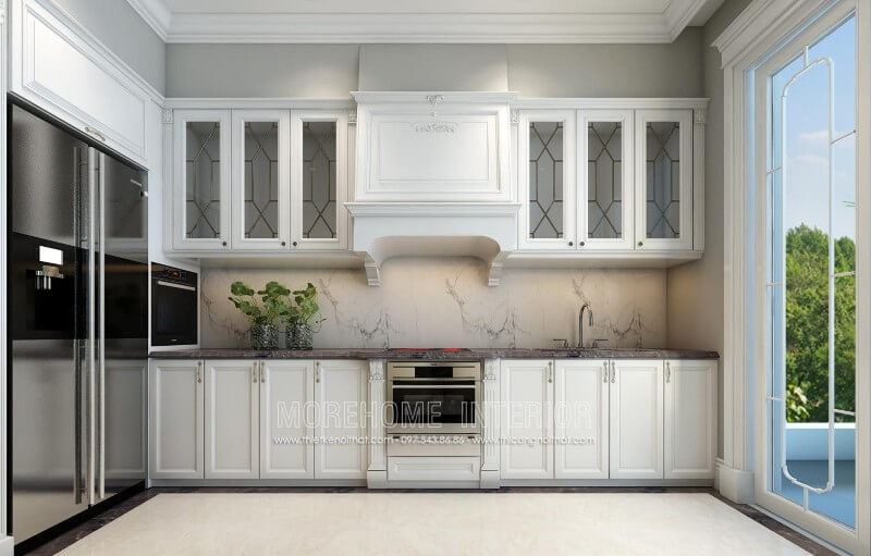 Morehome gợi ý cho khách hàng mẫu tủ bếp nhà phố tân cổ điển đang được ưa chuộng Thiết kế và sản xuất tủ bếp đẹp