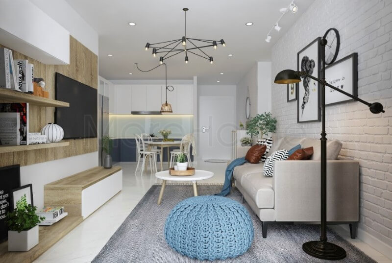 Nội thất phòng khách chung cư cuốn hút và nhẹ nhàng với lối phong cách thiết kế Scandinavia Mẫu nội thất chung cư đẹp