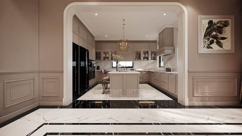 Tủ bếp chữ U phong cách đương đại đẹp cho biệt thự, nhà phố, chung cư cao cấp. tủ bếp chung cư