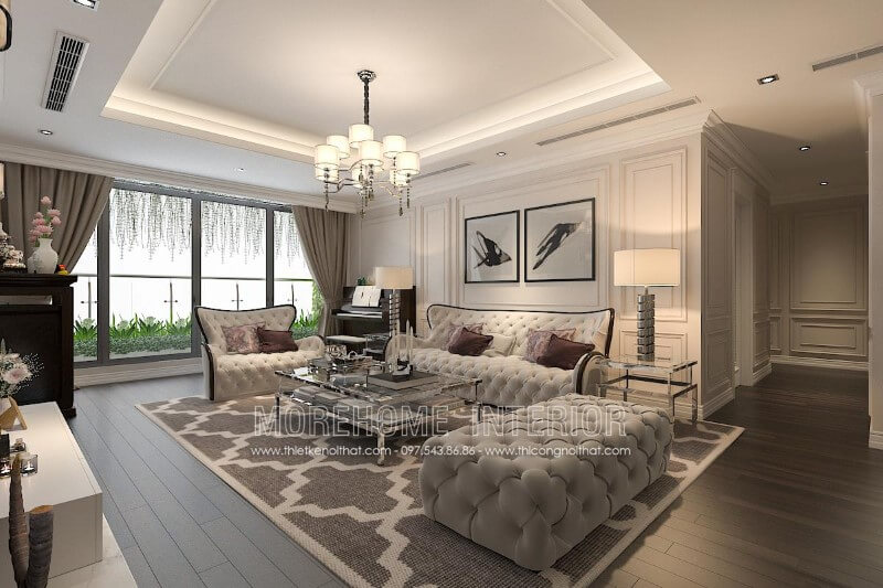 Sofa tân cổ điển đẹp thường được sử dụng trong các phòng khách rộng sofa tân cổ điển