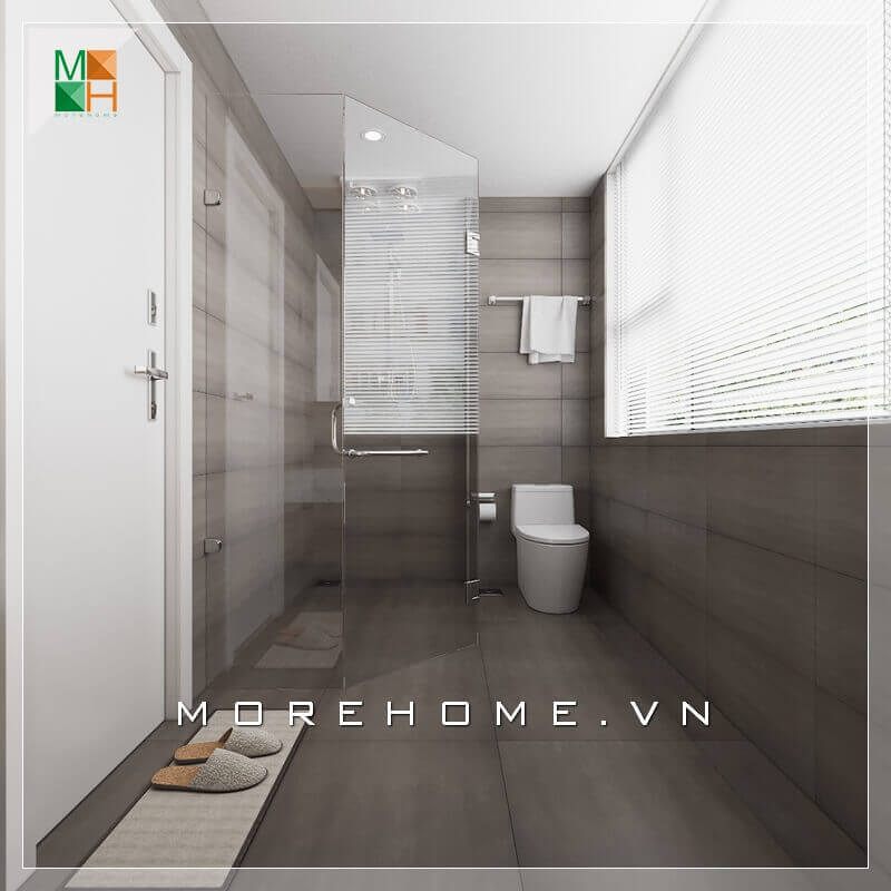 Mẫu phòng tắm chung cư bằng kính cường lực sang trọng tiện nghi.