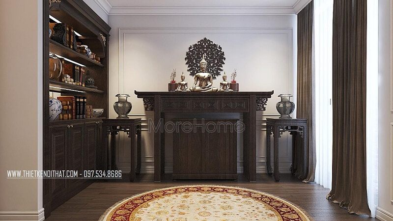 Thiết kế phòng thờ đẹp hiện đại tại căn hộ Duplex Hapulico
